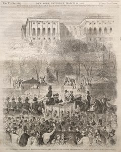 Inaugurační procesí ve Washingtonu procházející bránou hlavního města, 1861. od Winslow Homer