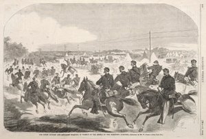 Kavalerie a dělostřelectvo Unie začínají pronásledovat povstalce na Yorktown Turnpike od Winslow Homer