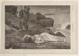 Vrak lodi Atlantic vyvržený mořem na břeh od Winslow Homer