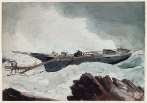 Ztroskotaný škuner, cca 1900-10 (akvarel a uhel na papíře) od Winslow Homer