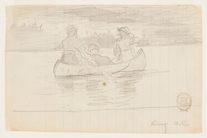 Tři muži v kánoi, Il Manigne, Quebec od Winslow Homer