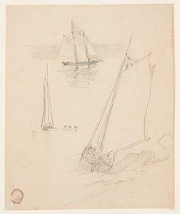 Tři náčrtky škunerů od Winslow Homer