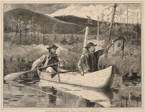Trapping in the Adirondacks, od Every Saturday: z 24. prosince 1870, Ilustrovaný deník vybrané četby. od Winslow Homer