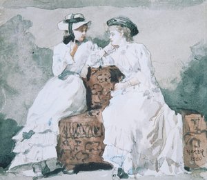 Dvě dámy, 1880 (wc a grafit na papíře) od Winslow Homer
