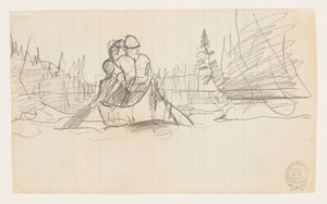 Dva muži v kánoi od Winslow Homer