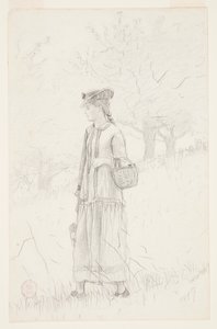 Mladá žena nesoucí košík od Winslow Homer