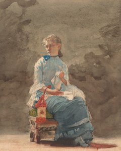 Mladá žena šití, 1876. od Winslow Homer