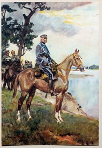 Jezdecký portrét Marechala Jozefa (Josepha) Klemense Pilsudského (1867-1935) na jeho oblíbeném koni Kasztanka. Obraz Woiciech von Kossak (1857-1942)