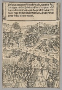 Kapitulace francouzského města, deska 12 z Historických scén ze života císaře Maxmiliána I. z Vítězného oblouku od Wolf Traut