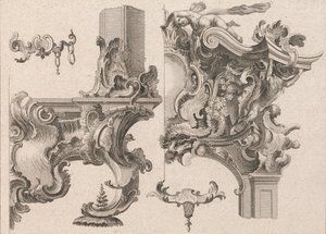Návrh na výzdobu pravého dolního a pravého horního rohu oltářního rámu..., vytištěno ca. 1750-56. od Wolffgang Christoph Mayr