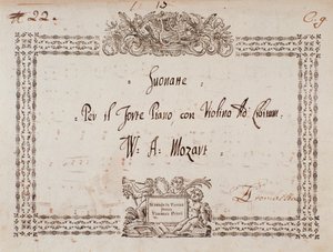 Frontispice sonáty pro fort-klavír a housle od Mozarta. od Wolfgang Amadeus Mozart