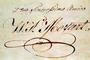 Podpis rakouského skladatele Wolfganga Amadea Mozarta (1756-1791)