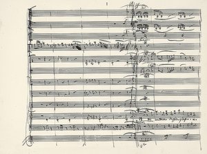 Wolfgang Amadeus Mozart (1756-1791) rakouský hudební skladatel. Autogram konce ohňové hudby a začátek duetu Paminas a Taminos (Šli jsme lepkem ohněm) z Kouzelné flétny. 1791 od Wolfgang Amadeus Mozart