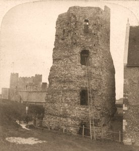 Starý Pharos z Doveru, římský maják, Anglie, 1900.