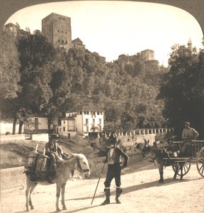 Stěny a věže Alhambry, Granada, Španělsko, 1896. od Works and Sun Sculpture Studios