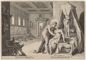 Apollo zneužívající Leucothoe od Workshop of Hendrick Goltzius, after Hendrick Goltzius