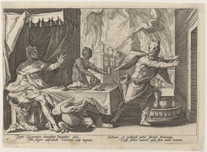 Lycaon se změnil ve vlka od Workshop of Hendrick Goltzius, after Hendrick Goltzius
