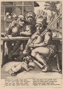 Dudy se musí naplnit od Workshop of Hendrick Goltzius, after Karel van Mander I