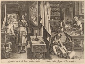 Guaiacum a pohlavní infekce od Workshop of Philip Galle after Jan van der Straet