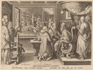 Ser, Sive Sericus Vermis (hedvábí nebo bourec morušový) od Workshop of Philip Galle after Jan van der Straet