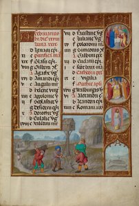 Práce na vinici; Znamení zvěrokruhu ryb od Workshop of the Master of James IV of Scotland