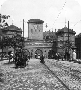 Isartor Isar Gate, Mnichov, Německo, 1900.