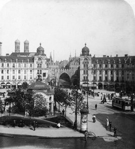 Karlsplatz, Mnichov, Německo, 1900.