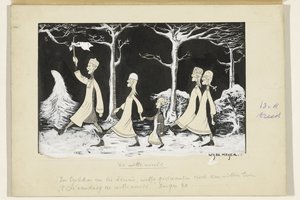 Henk, Anne, Hans, Noor a Elly pochodují sněhem od Wybo Meijer (signed by artist)