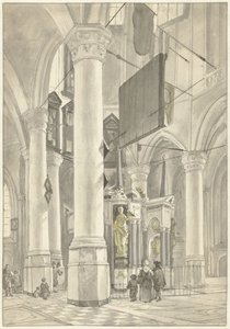 Pohled na Nieuwe Kerk v Delftu s hrobem Viléma Oranžského
