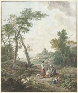 Jacob se baví s Rachel a Leah