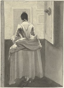 Žena stojící přede dveřmi