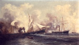 U.S.S. Kearsarge potopení Alabamy od Xanthus Russell Smith