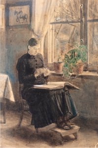 Dámská krajkářka (La Dentellière) (akvarel)