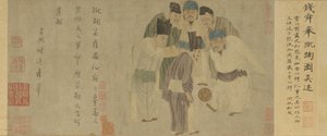 Svitek cuju (císař Taizu hrající cuju) (barva na papíře) od Xuan Qian