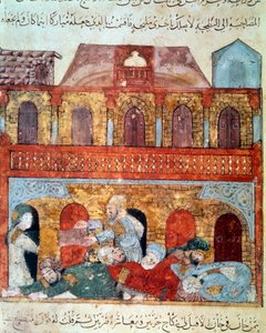Putující navigátor Abu Zayd (Abu Zayd, Abu Zayd) a Spící obchodníci Abu Mohammed al-Kasim ibn Ali Hariri (1054-1122) osvícení Yahya Mahmud al-Wasiti (al-Wasiti) v roce