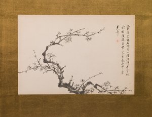 Prunus Blossoms, rozkládací plátno, panel 3 ze 4, období Edo 1844 (tuš na papíře) (viz také 752778-82)