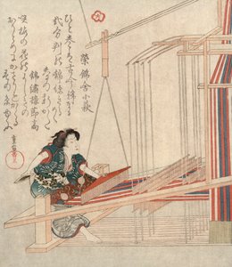 Hataori Weaving, c1829. od Yanagawa Shigenobu