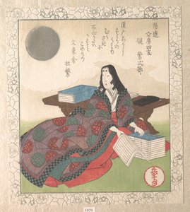 Čtyři přátelé kaligrafie: paní Murasaki od Yashima Gakutei