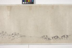 Sto oslů přepravujících obilí, ruční svitek, cca 1700 (inkoust na papíře) od Ye Yin
