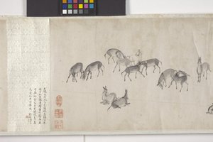 Sto oslů přepravujících obilí, ruční svitek, cca 1700 (inkoust na papíře) od Ye Yin