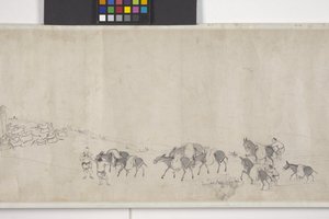 Sto oslů přepravujících obilí, ruční svitek, cca 1700 (inkoust na papíře) od Ye Yin