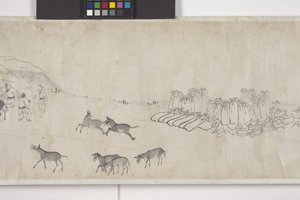 Sto oslů přepravujících obilí, ruční svitek, cca 1700 (inkoust na papíře) od Ye Yin