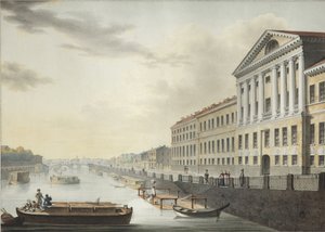 Pohled na řeku Fontanka z Izmailovského mostu, 1820-1823 od Yermolai Ivanovich Yesakov