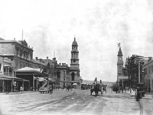 King William Street při pohledu na jih, Adelaide, Austrálie, 1895.