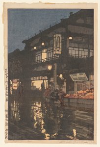 Ulice Kagurazaka po nočním dešti od Yoshida Hiroshi