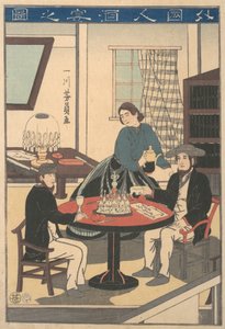 Cizinecký večírek vína Gaikokujin shuen no zu z nepojmenované série ..., 10. měsíc, 1860.