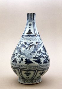 Modrá a bílá váza, dynastie Yuan (1206-1368) (keramika)