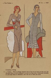 Velmi pařížský, 1929, č. 11: Výtvory Jenny. / 4. - Rozmar. - Vlněné šaty... od Y.v. Luq