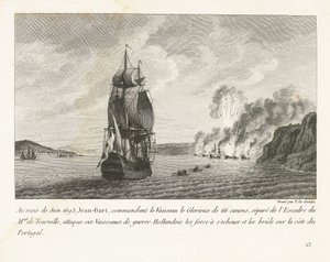 Jan Bart valt zes Hollandse schepen aan voor de kust van Portugal, 1693 V červnu 1693 zaútočil Jeaan-Bart, velící Vaisseau le Glorieux se 66 děly (...), na šest nizozemských válečných lodí (...) na pobřeží Portugalska (název předmětu) Rec