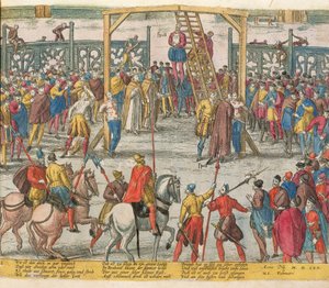 The Execution of Spell of Brabant, který přivedl zpět k životu další nevinné lidi od Zacharias (school of) Dolendo